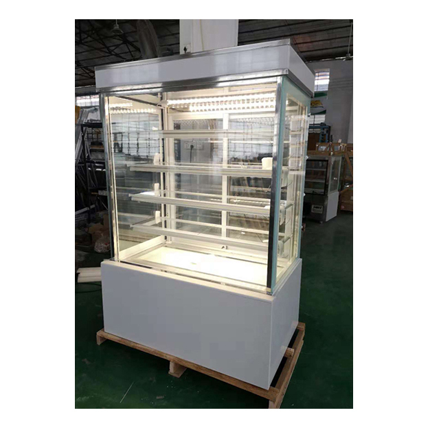 Kulkas Pajang Kue Kaca Stainless Steel Rak Multi-Lapis Sudut Kanan Putih/Hitam