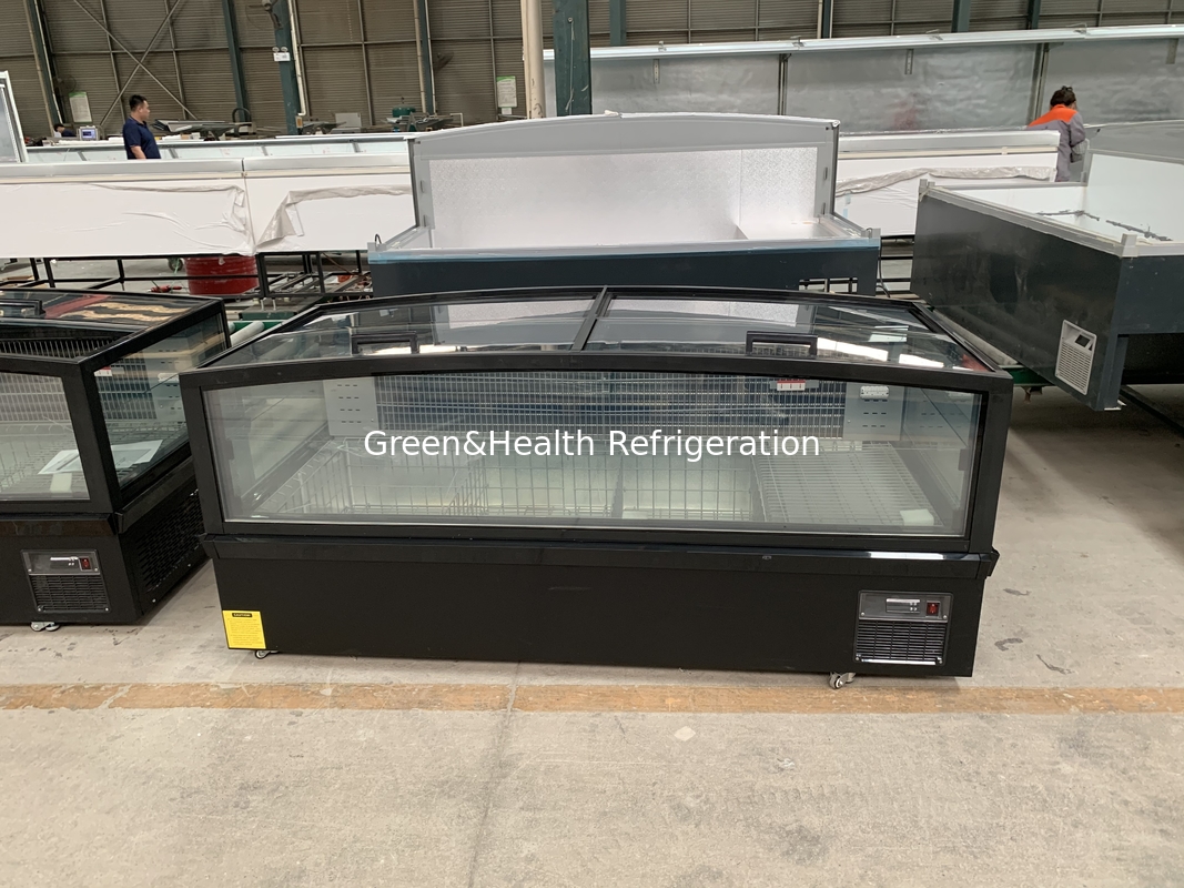 -22 derajat Dingin ikan Daging display Merchandiser Plug-In Island Freezer untuk supermarket