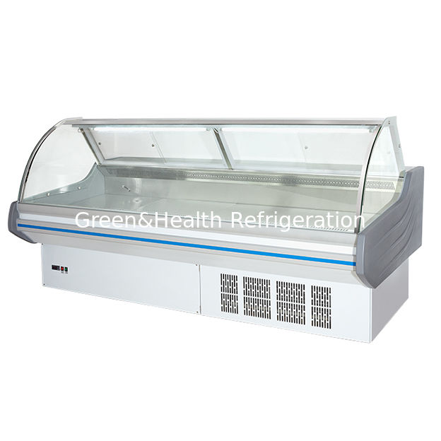Komersial Horizontal Merah Dengan Lampu LED Fresh Meat Storage Display Freezer Untuk Dijual