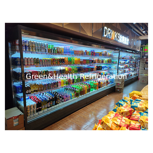 Kulkas Penyimpanan Buah/Sayuran/Minuman Supermarket/Toko Sudut Kanan Lemari Es Terbuka