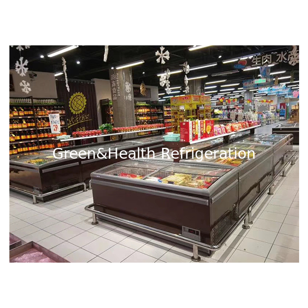 Lemari Pajang Pendingin/Freezer Pulau Komersial Besar Horizontal Supermarket/Toko