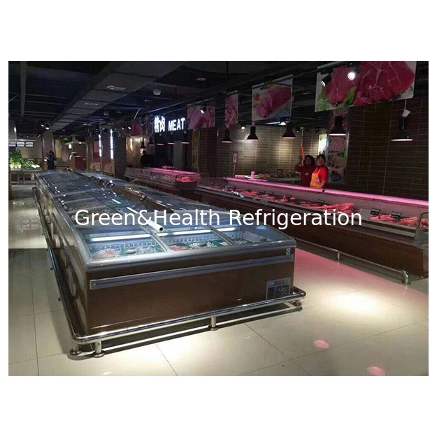 Lemari Pajang Pendingin/Freezer Pulau Komersial Besar Horizontal Supermarket/Toko