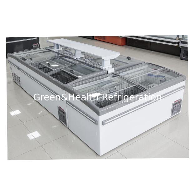 Lemari Pajang Pendingin/Freezer Pulau Komersial Besar Horizontal Supermarket/Toko