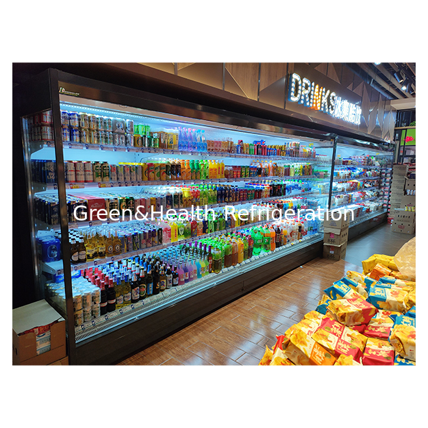 Sudut kanan lima lantai supermarket Buah/sayuran/susu Dingin Open Cabinet Freezer