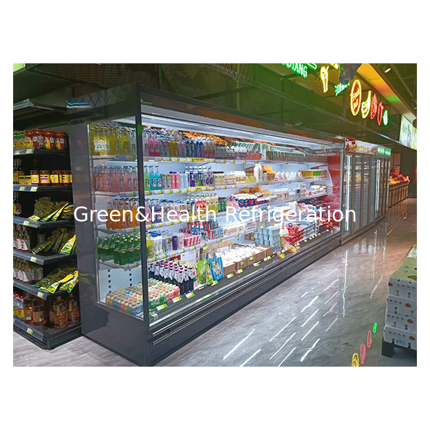 Sudut kanan lima lantai supermarket Buah/sayuran/susu Dingin Open Cabinet Freezer