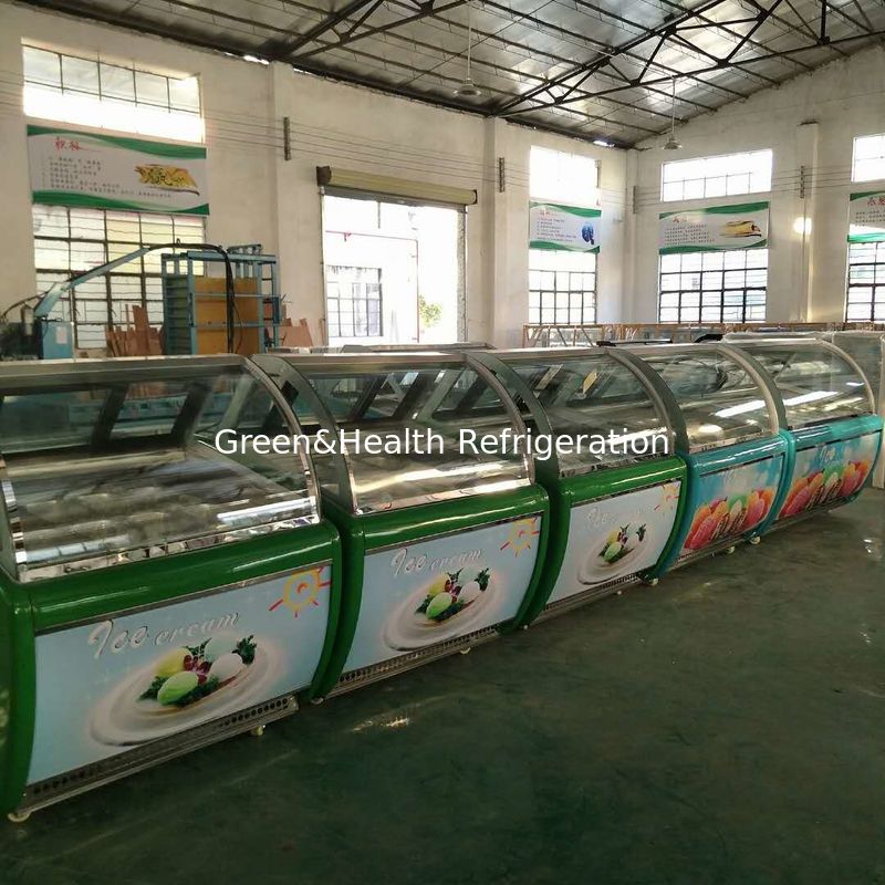 12 Pans Warna abu-abu Gelato Italia Display Freezer Untuk toko es krim