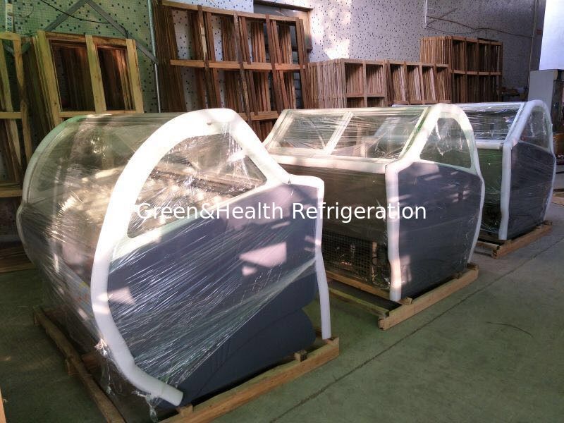 12 Pans Warna abu-abu Gelato Italia Display Freezer Untuk toko es krim