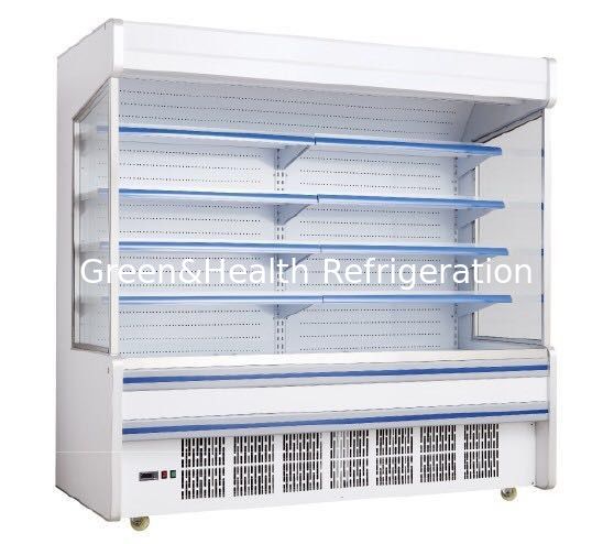 Green & Health Upright Vertical Multideck Open Chiller Untuk Susu Di Supermarket