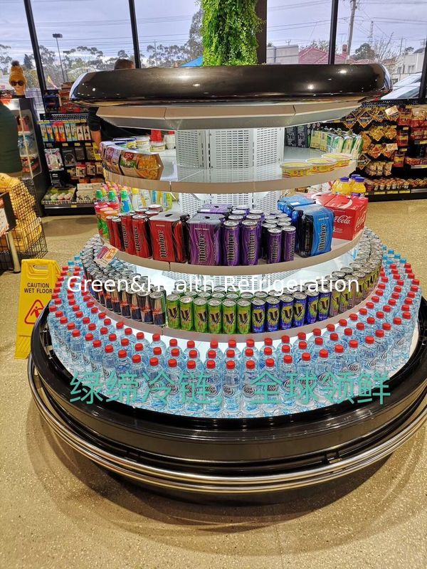 Green & Health Upright Vertical Multideck Open Chiller Untuk Susu Di Supermarket