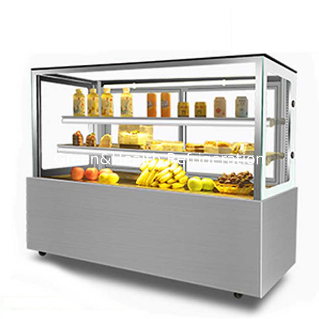 Penjualan Langsung Pabrik Sudut Kanan Stainless Steel Bahan Kaca Freezer Tampilan Pendingin Kue