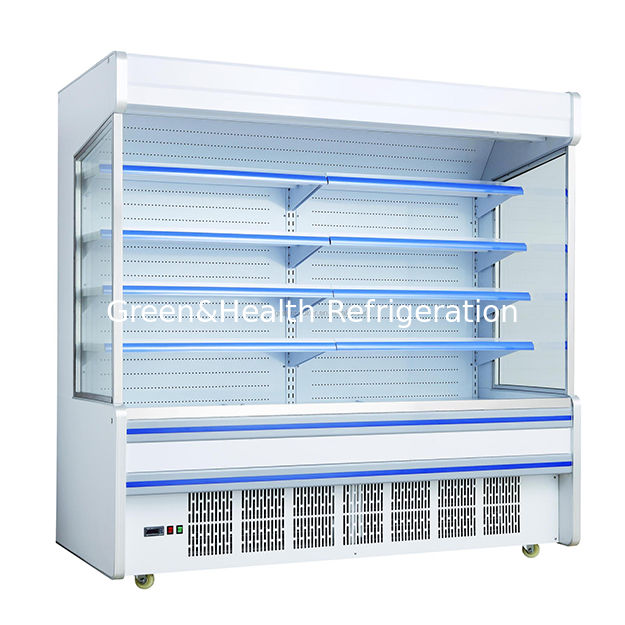 Open Style Display Air Curtain Cabinet dengan kualitas tinggi built-in kompresor di pabrik
