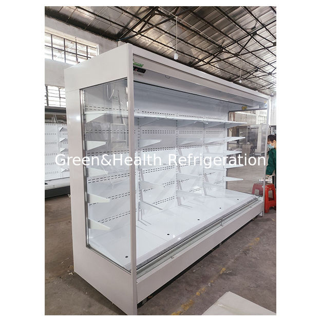 Kualitas Tinggi Sudut Kanan Supermarket Pendingin Penyimpanan Display Freezer Terbuka Di Pabrik