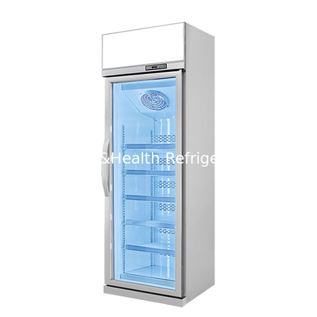 Kulkas Penyimpanan Pintu Kaca Tunggal Anti Embun Supermarket/Toko, Kulkas Pajang Freezer