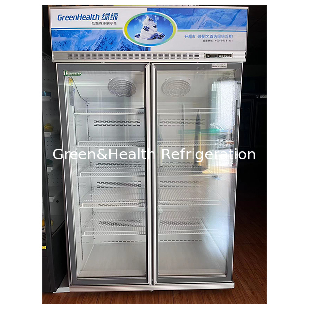 Kulkas Penyimpanan Pintu Kaca Tunggal Anti Embun Supermarket/Toko, Kulkas Pajang Freezer