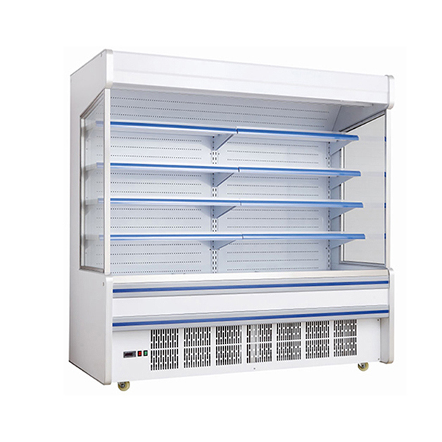 Kulkas Komersial Supermarket dengan Kompresor Bawaan Rak Ganda Tipe Terbuka