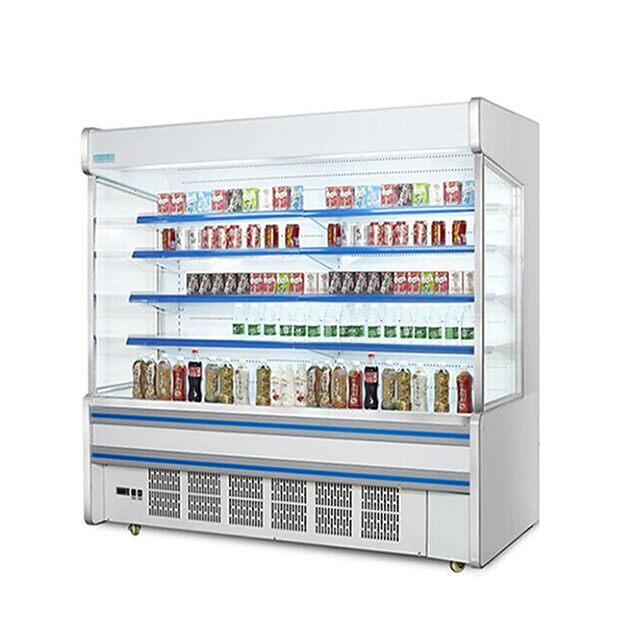 Kulkas Komersial Supermarket dengan Kompresor Bawaan Rak Ganda Tipe Terbuka