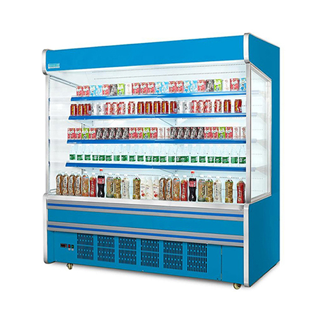 Kulkas Komersial Supermarket dengan Kompresor Bawaan Rak Ganda Tipe Terbuka