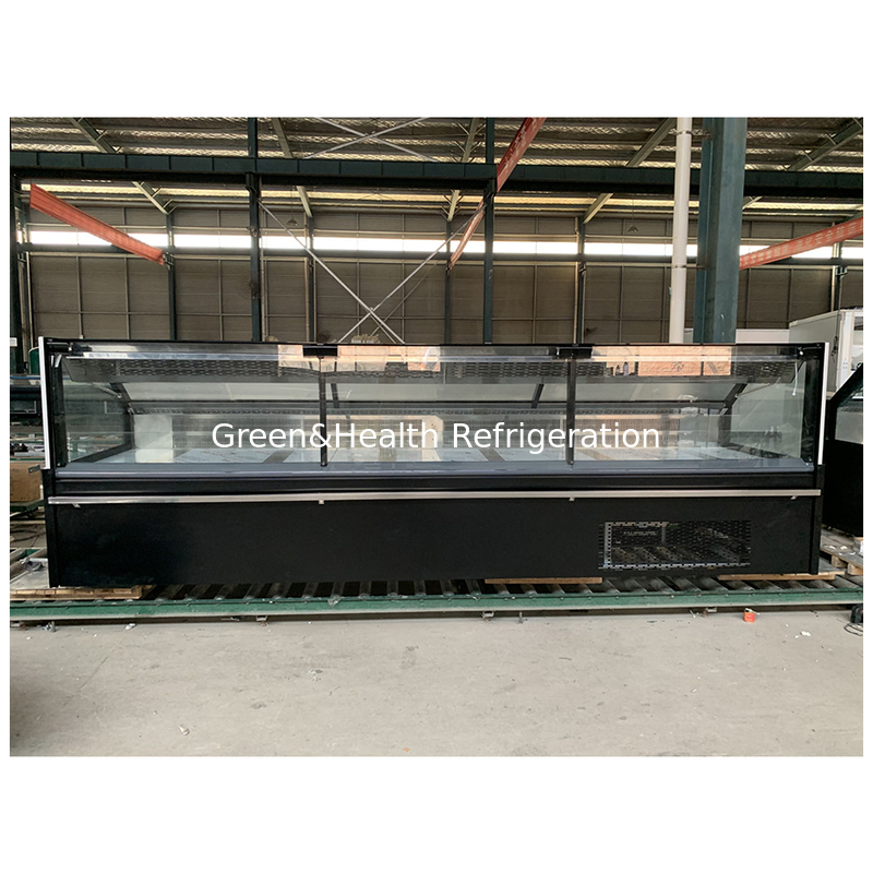 Large Commercial Horizontal Static Cooling Design With Evaporator Gravity Service Counter Meat Beef Display Freezer
