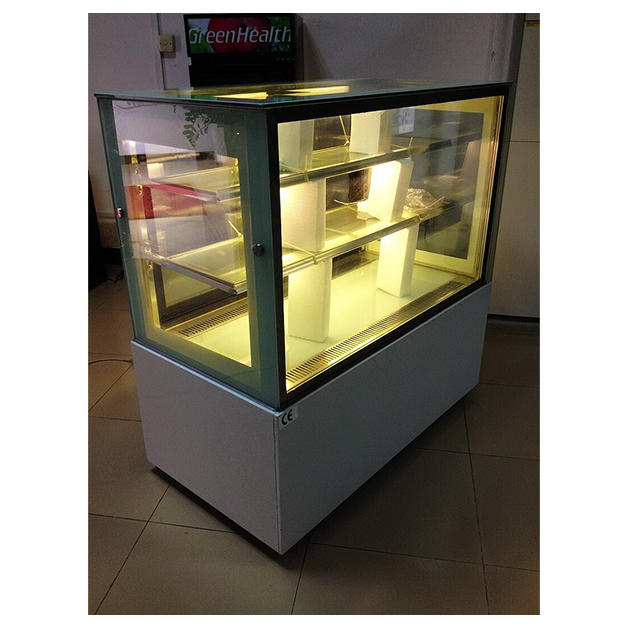Freezer Display Kue Tiga Tingkat dengan Kaca Tempered Marmer dan Termostat Digital untuk Toko Kue