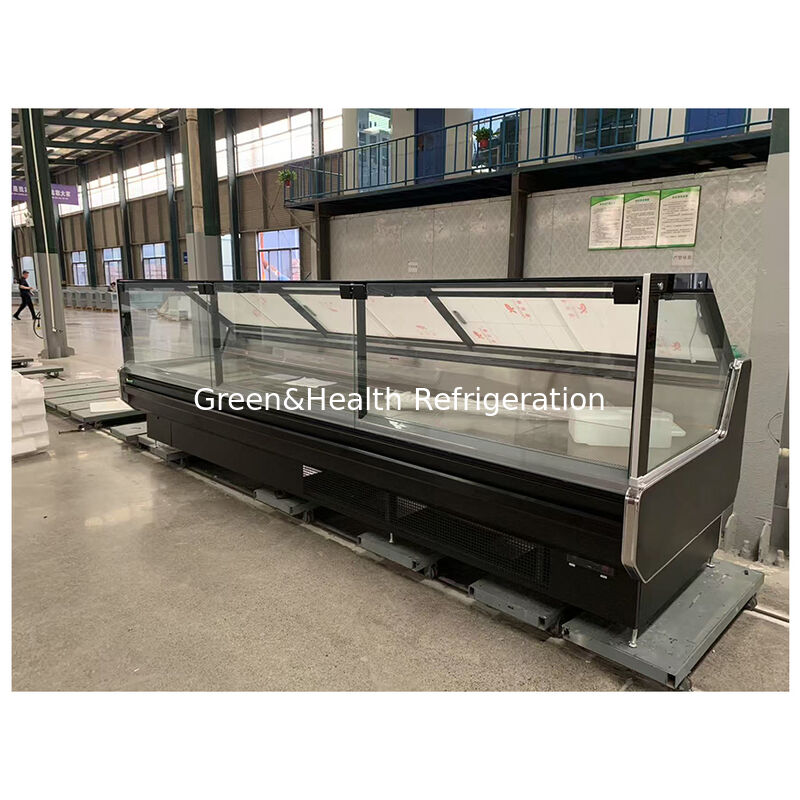 Desain Pendinginan Statis Supermarket Dengan Freezer Display Daging Sapi Konter Layanan Gravitasi Evaporator