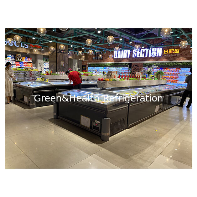 Pulau Komersial Freezer Supermarket Pendinginan Popsicles Penyimpanan Produk Freezer dalam