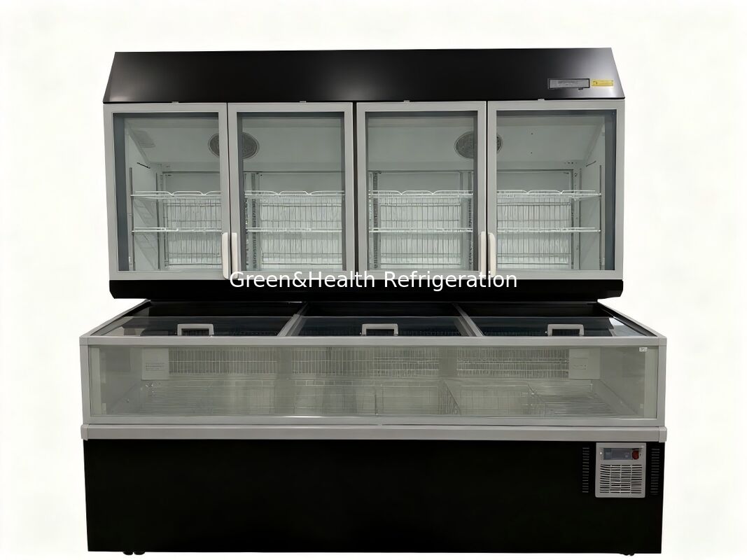 Freezer kombinasi kabinet tampilan kombinasi suhu ganda untuk toko ritel dan supermarket