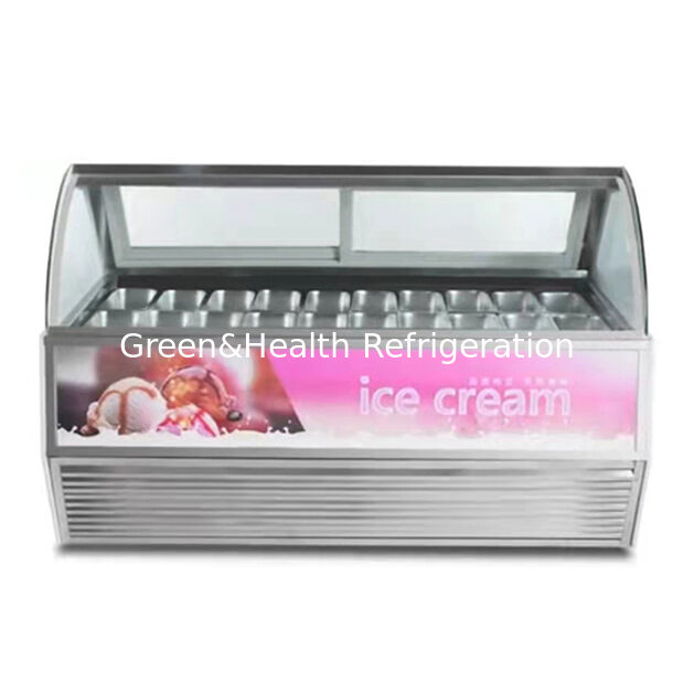 12 Plate Floor Standing Curved Transparent Glass High-End Ice Cream Refrigeration Display Freezer