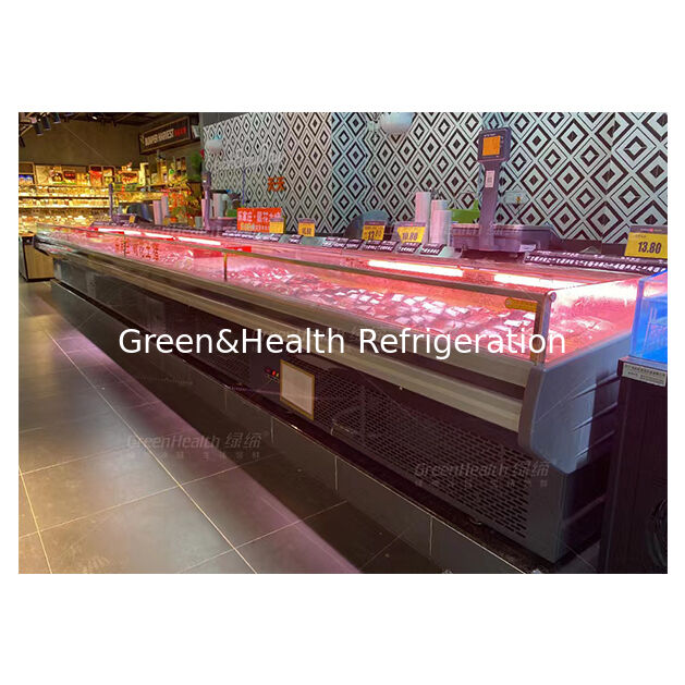 Dibangun di impor kompresor pabrik penjualan langsung Semi terbuka daging segar kulkas