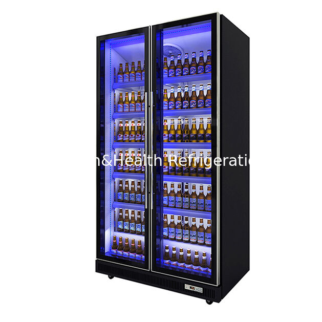 Two Stylish And High-End Glass Doors With Adjustable Multiple LED Lights For Beverage Refrigeration Freezer