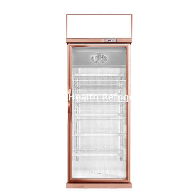 Champagne Color Luxury Beverage Display Freezer dengan Defrost Otomatis dan Volume 457L untuk penggunaan komersial
