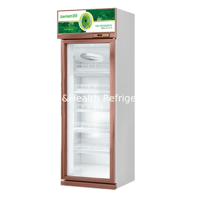Champagne Color Luxury Beverage Display Freezer dengan Defrost Otomatis dan Volume 457L untuk penggunaan komersial