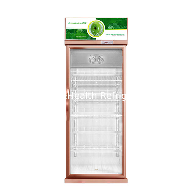 Champagne Color Luxury Beverage Display Freezer dengan Defrost Otomatis dan Volume 457L untuk penggunaan komersial