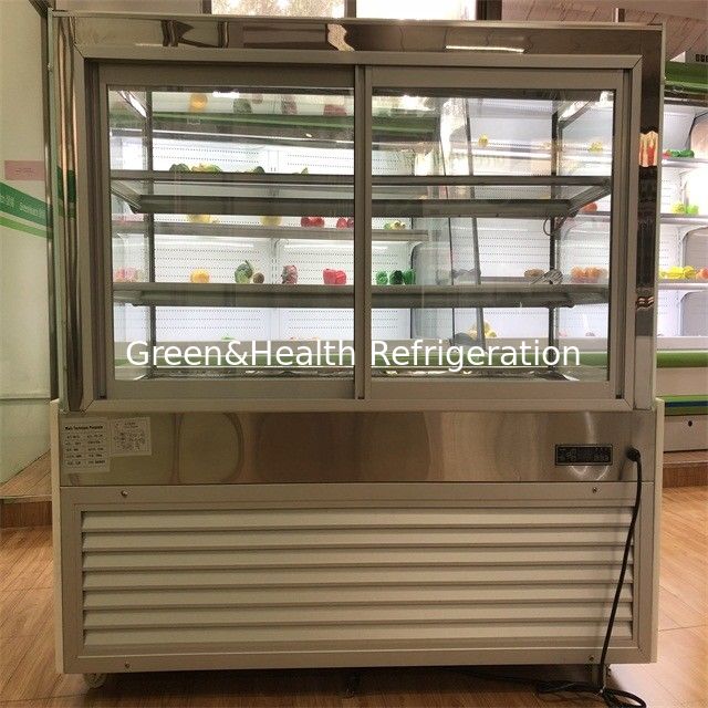 Pemandangan Kue Dingin Pemandangan Bakery Pintu Kaca Kabinet Dengan Kompresor Impor