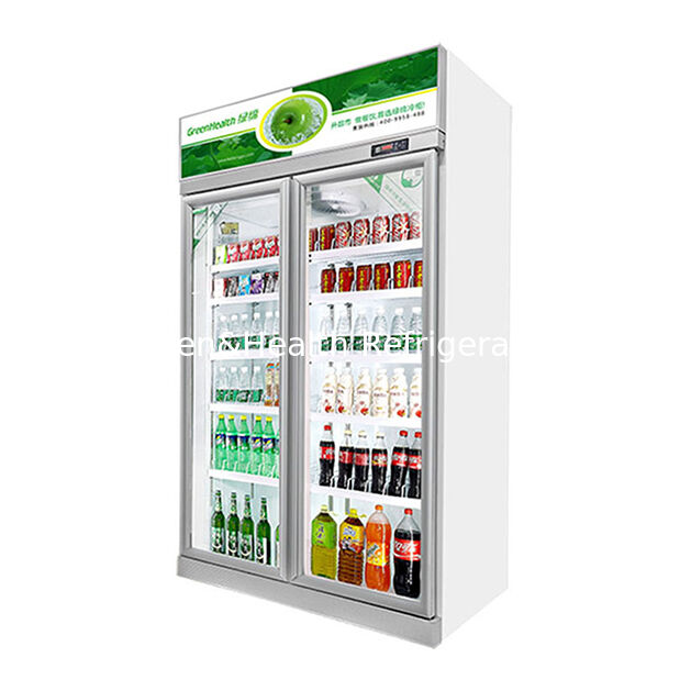 Double Door Silver Inverter Top-Unit Beverage Display Freezer dengan Auto Defrost dan Volume 457L