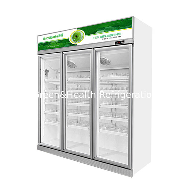 Double Door Silver Inverter Top-Unit Beverage Display Freezer dengan Auto Defrost dan Volume 457L