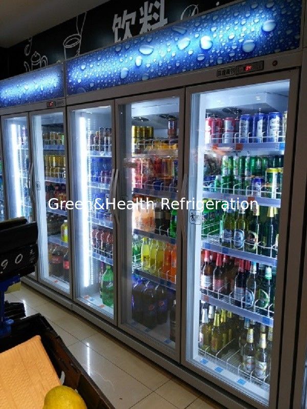 Otomatis Pencairan Minuman Komersial Pintu Kaca Komersial Untuk Supermarket Dengan Pemanas