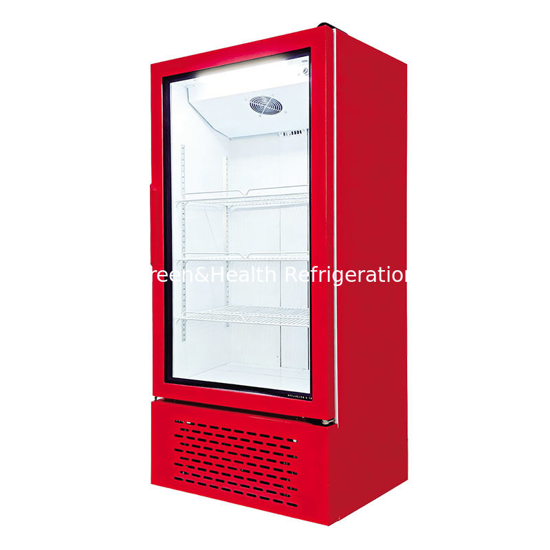 Chiller Tegak Pintu Kaca Tunggal Komersial Pendingin Kipas Minuman untuk Supermarket & Toko Kelontong