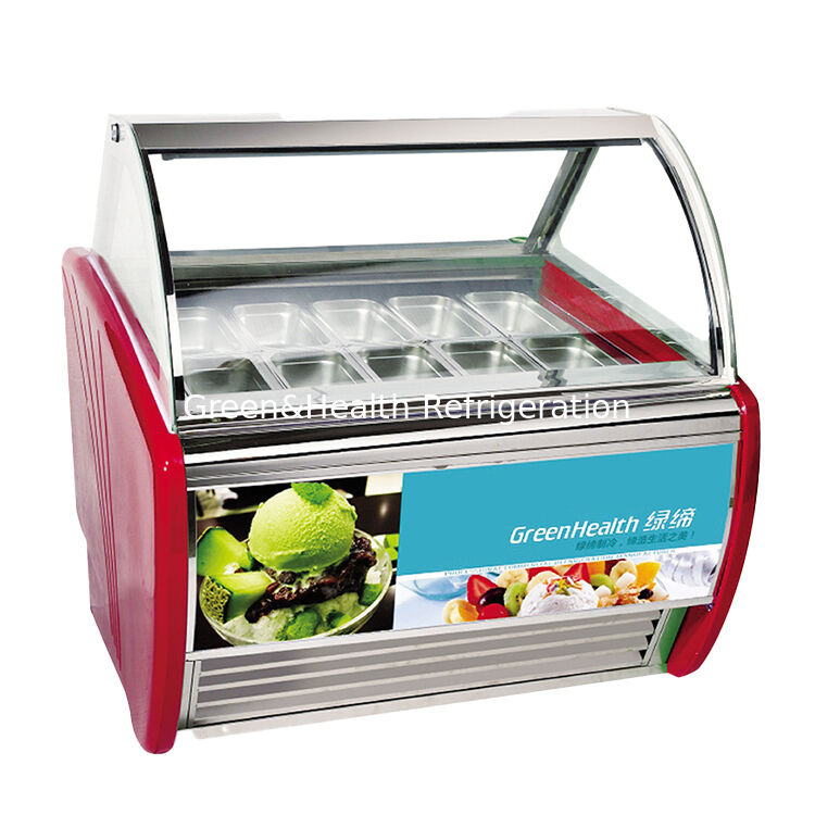 Freezer Display Gelato Stainless Steel Komersial Multi-Pan dengan Termostat yang Dapat Disesuaikan dan Kompresor Danfoss
