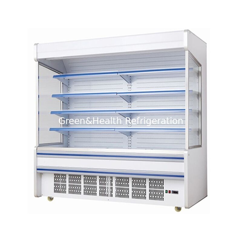 5 Layer Shelf Open Display Chiller dengan Built-in Unit dan Konstruksi Baja Karat untuk Supermarket