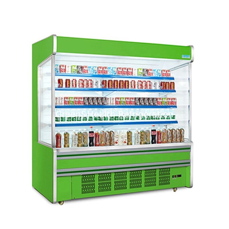 5 Layer Shelf Open Display Chiller dengan Built-in Unit dan Konstruksi Baja Karat untuk Supermarket