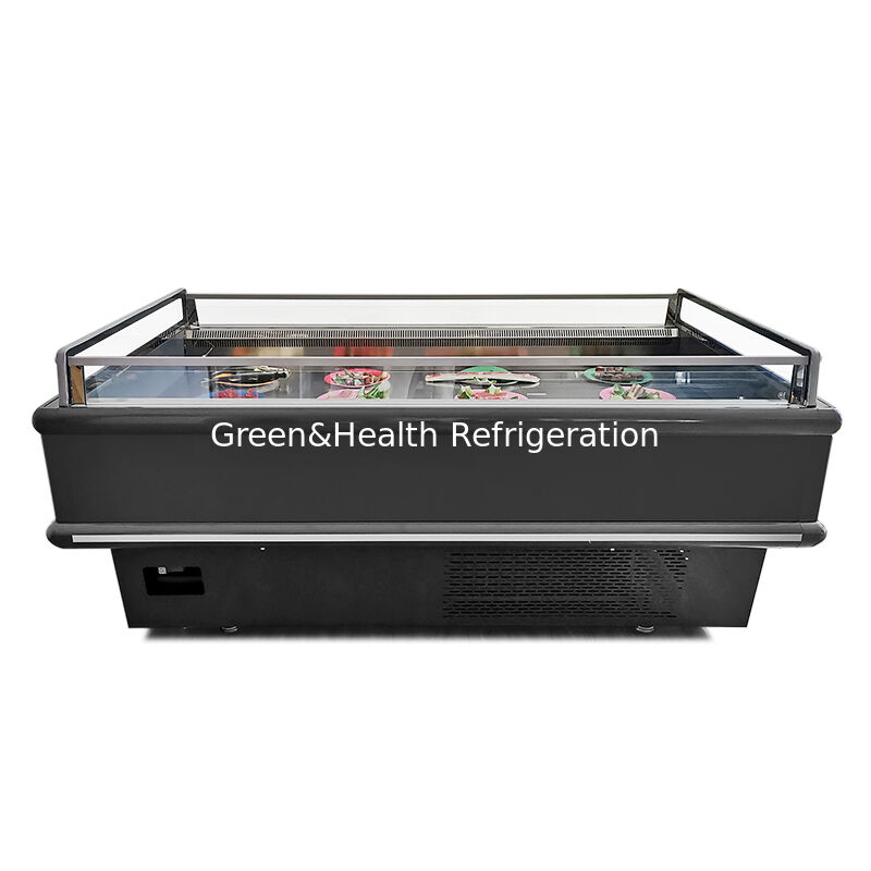 Chiller Display Terbuka Komersial Freezer Pulau 2000x1130x900mm 2-10°C/-15~-18°C 900/1350W untuk Makanan Beku