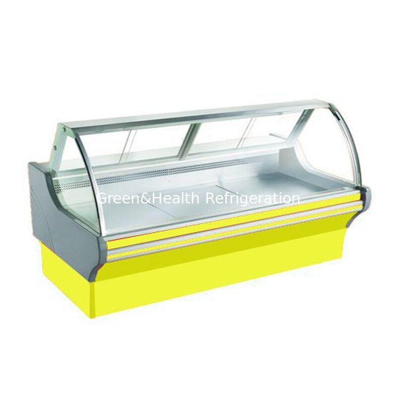 Komersial Horizontal Flip Top Display Makanan Dimasak Kulkas dengan Lampu LED dan Ventilator Pendingin di Konstruksi Baja Rinsing