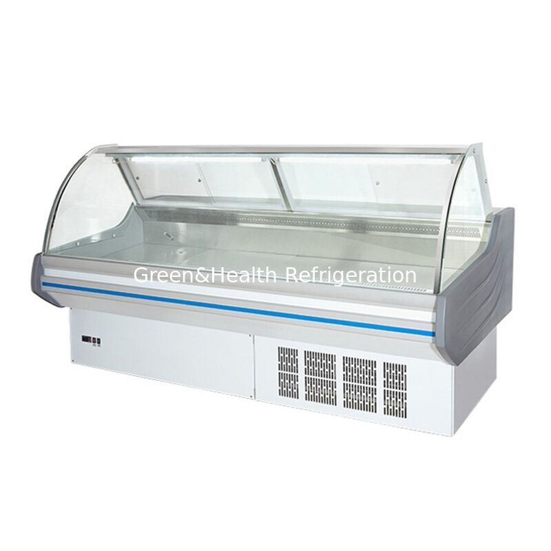 Komersial Horizontal Flip Top Display Makanan Dimasak Kulkas dengan Lampu LED dan Ventilator Pendingin di Konstruksi Baja Rinsing