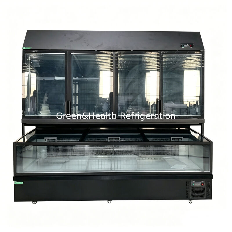 Fungsi ganda Island Freezer dengan eksterior stainless steel / kaca dan kapasitas 850L untuk tampilan supermarket