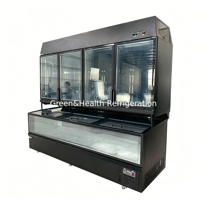 Fungsi ganda Island Freezer dengan eksterior stainless steel / kaca dan kapasitas 850L untuk tampilan supermarket