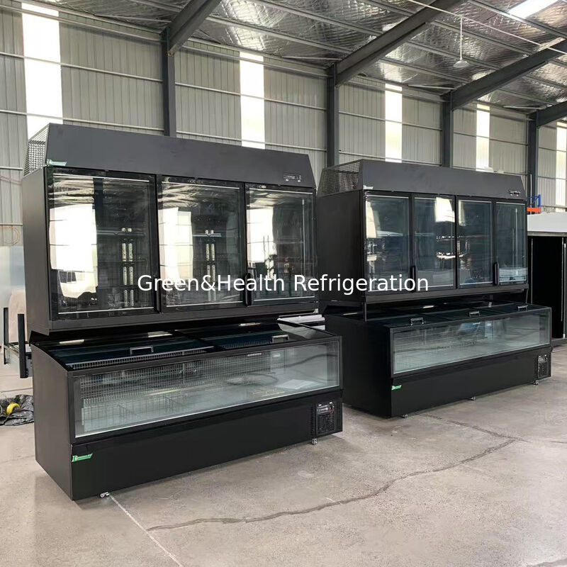 Fungsi ganda Island Freezer dengan eksterior stainless steel / kaca dan kapasitas 850L untuk tampilan supermarket
