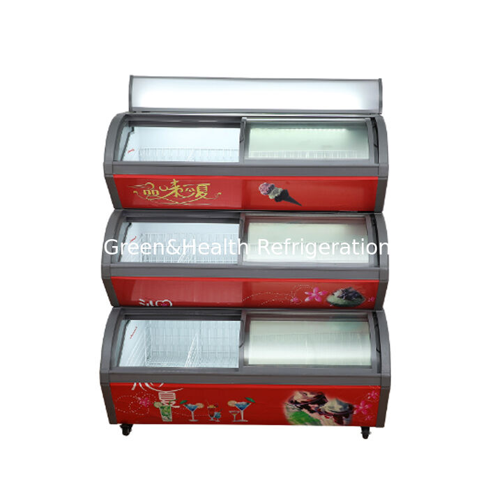 Komersial 3 Tier Ice Cream Display Freezer dengan Pans stainless steel dan R404a refrigerant