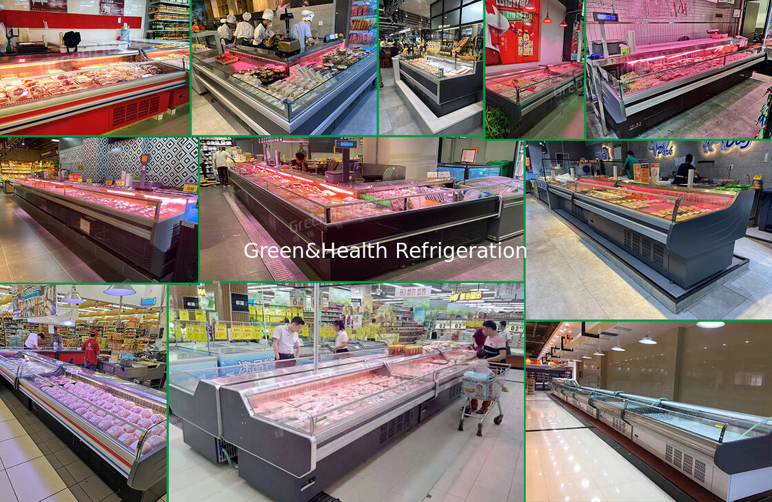 Freezer Tampilan Terbuka Horisontal Stainless Steel 800L untuk Freezer Komersial Pendingin Daging