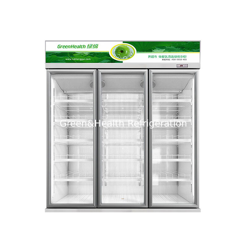 GreenHealth LG-1000W 3-Pintu Komersial Minuman Bersoda Kulkas, Unit Top-Mount, 0 ̊10 °C