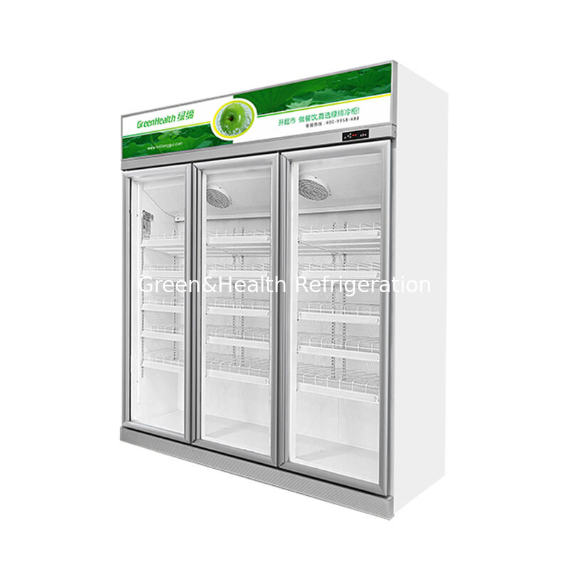 GreenHealth LG-1000W 3-Pintu Komersial Minuman Bersoda Kulkas, Unit Top-Mount, 0 ̊10 °C
